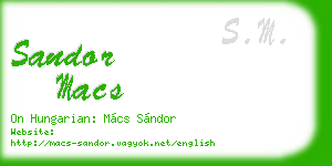 sandor macs business card